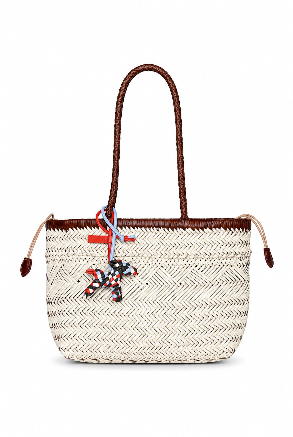 Pearl White Handwoven Leather Tote Bag
