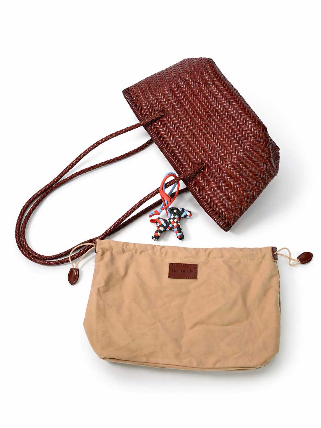 Woven Leather Bucket Bag