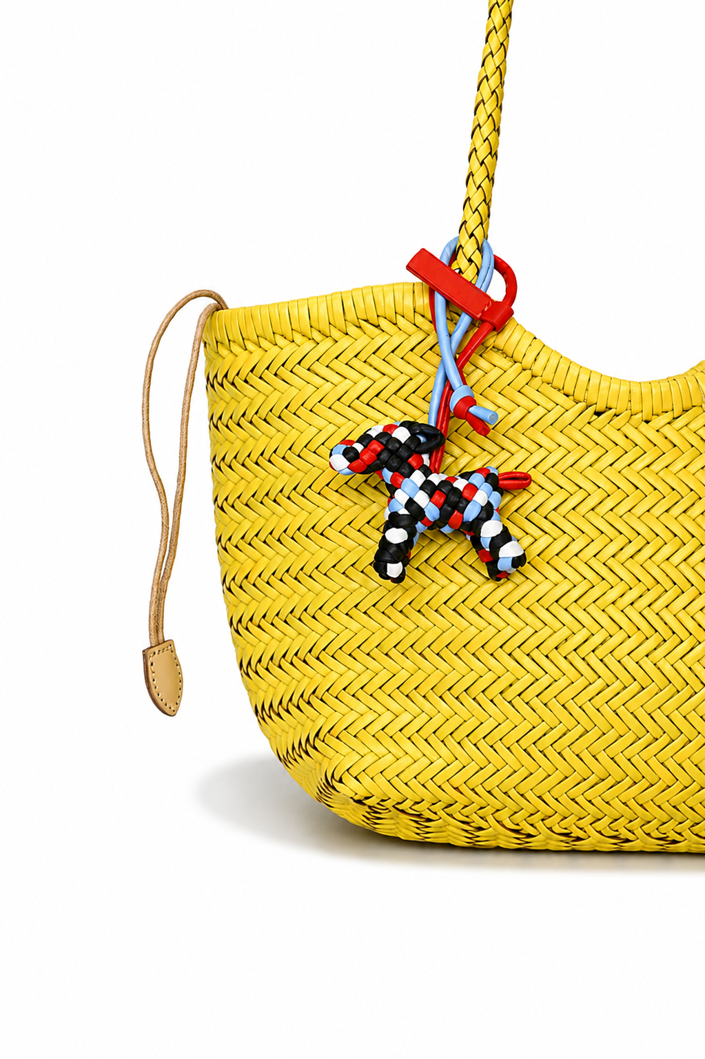 Lemon Yellow Handwoven Genuine Leather Tote Bag