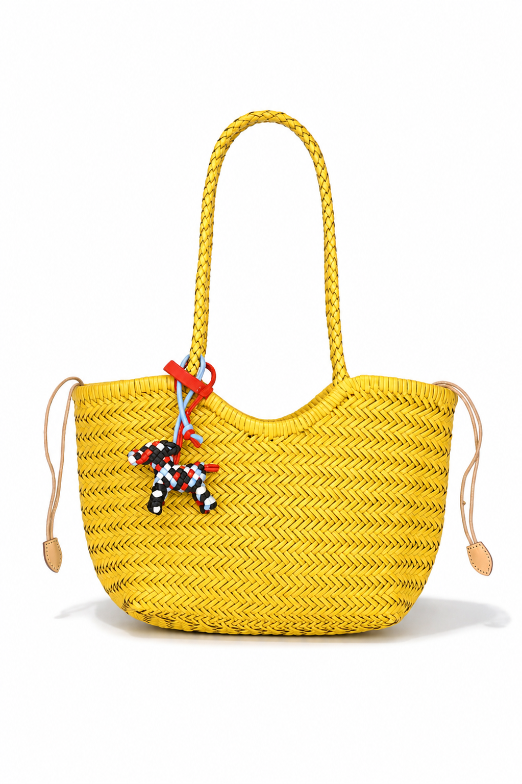 Lemon Yellow Handwoven Genuine Leather Tote Bag