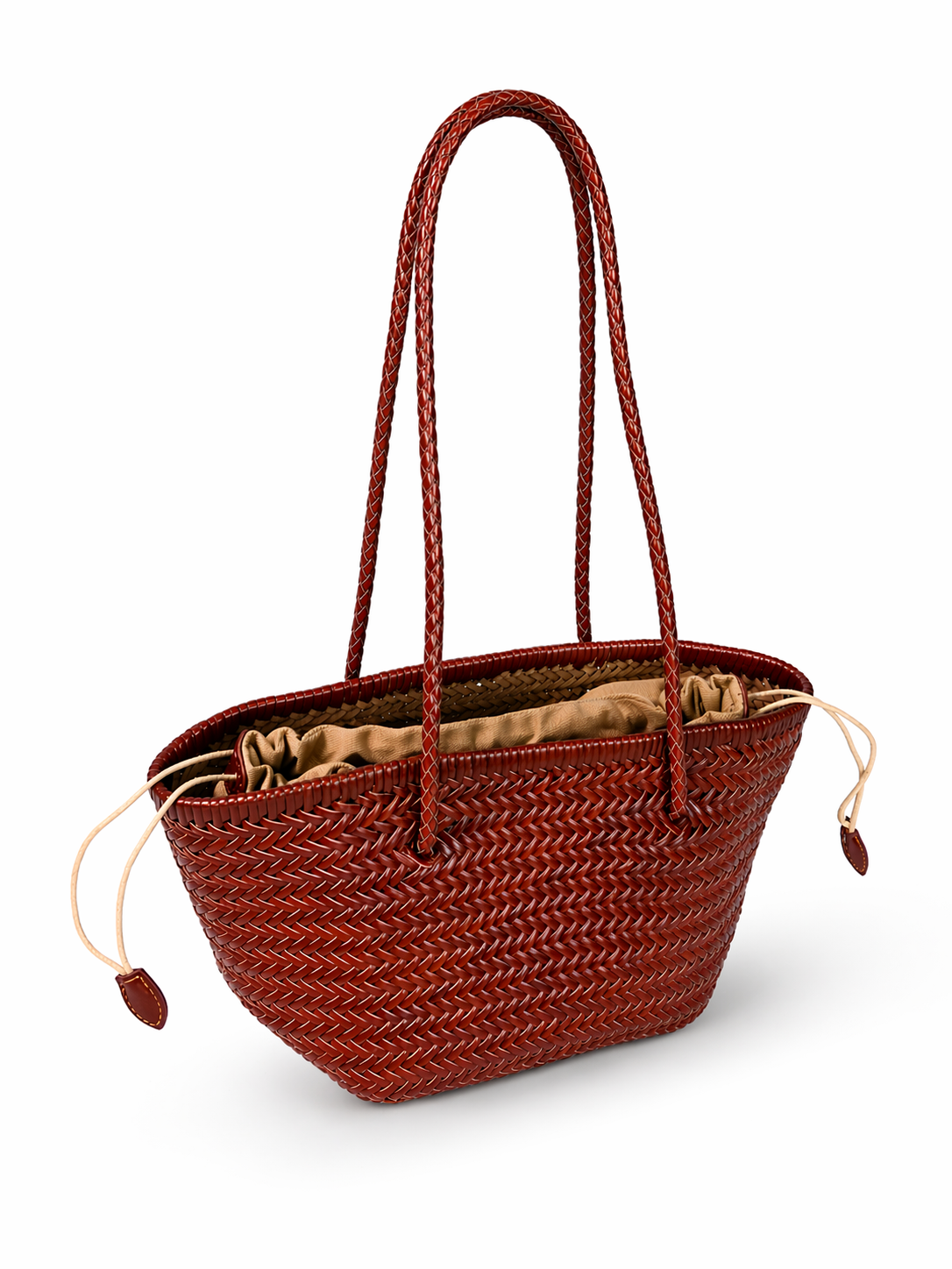 Woven Leather Bucket Bag