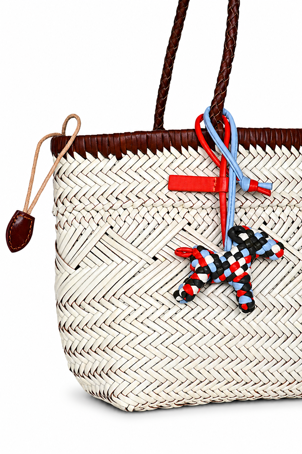 Pearl White Handwoven Leather Tote Bag