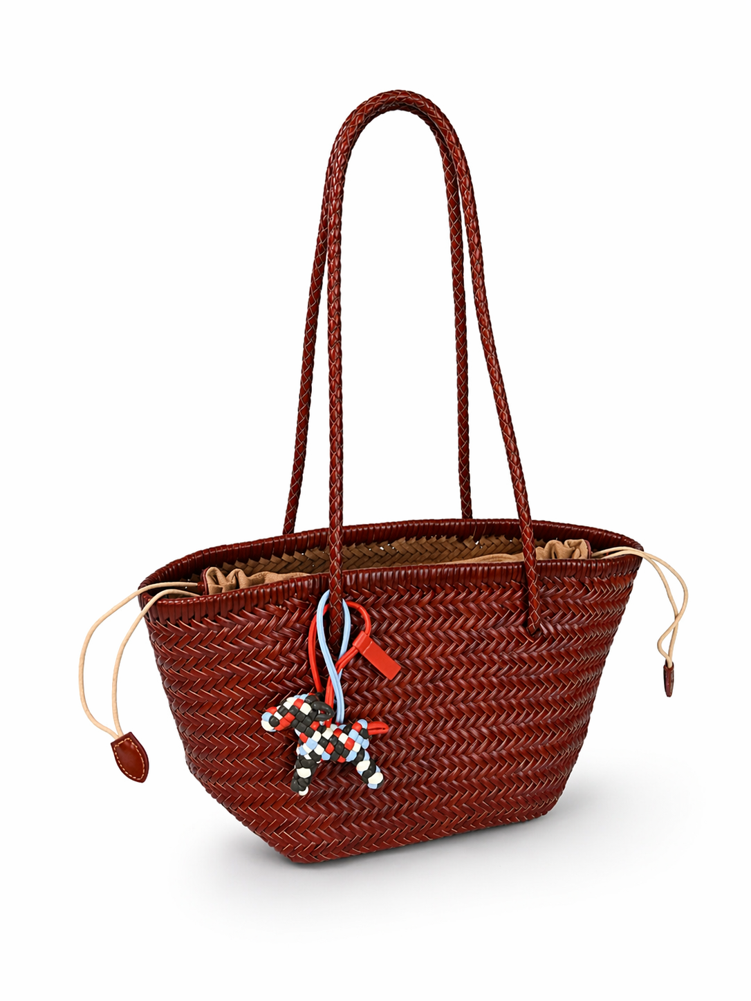 Woven Leather Bucket Bag
