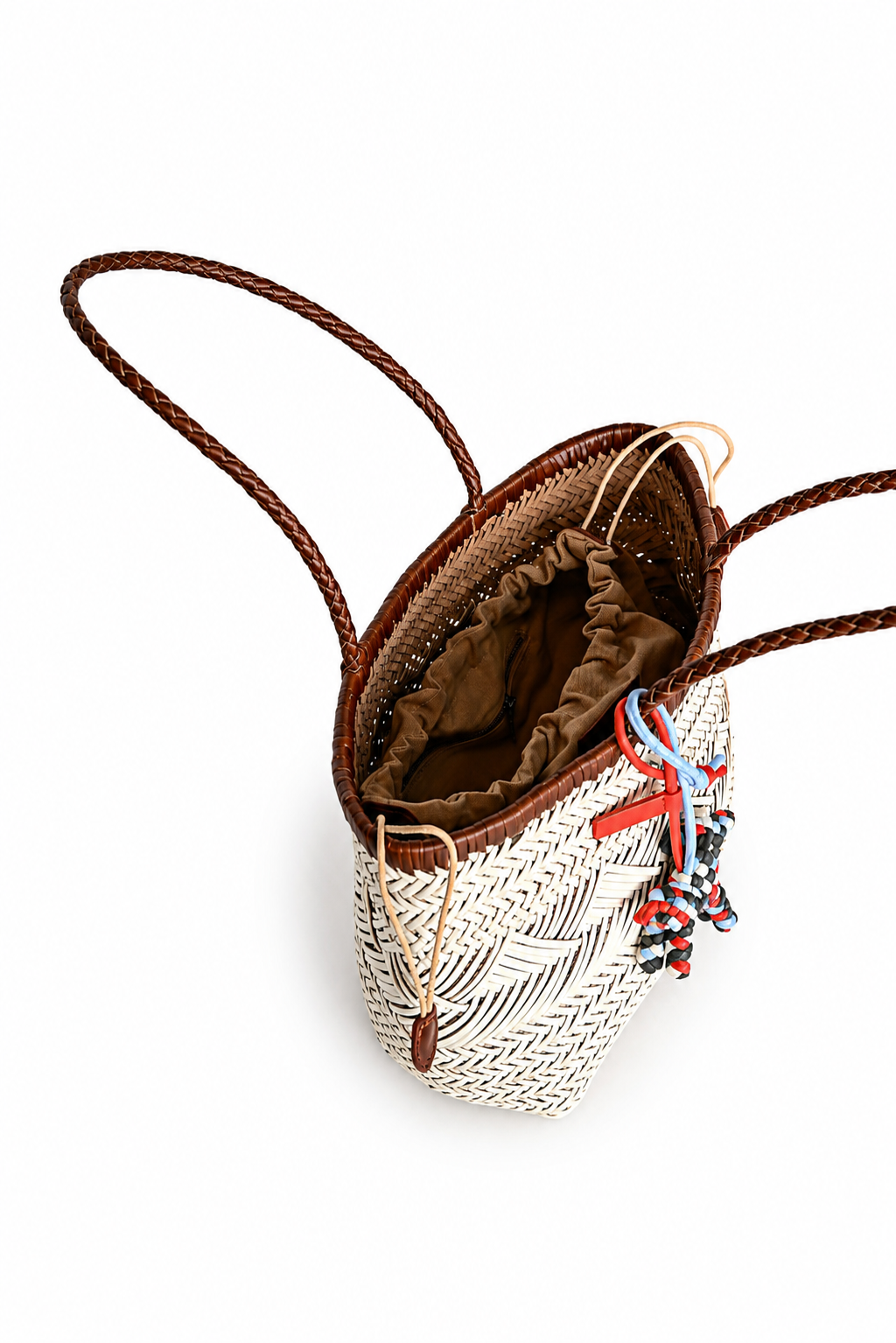 Pearl White Handwoven Leather Tote Bag