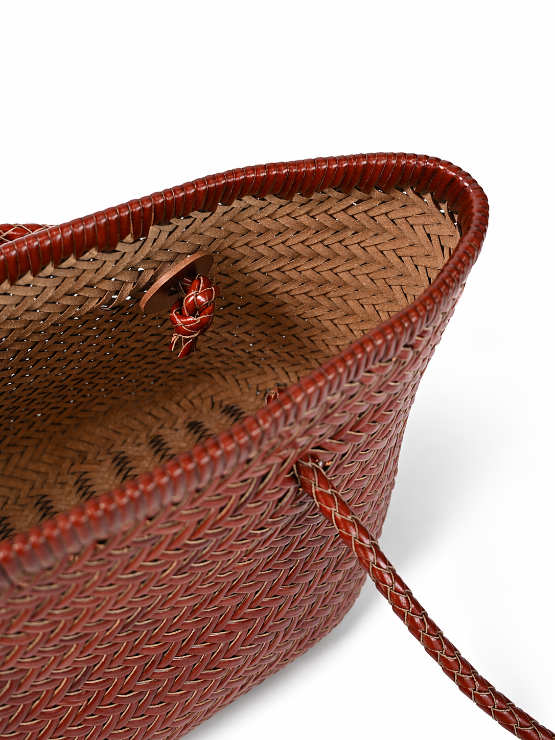 Woven Leather Bucket Bag