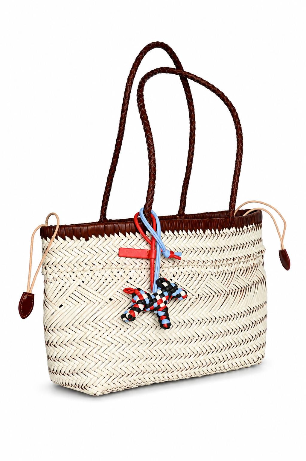 Pearl White Handwoven Leather Tote Bag