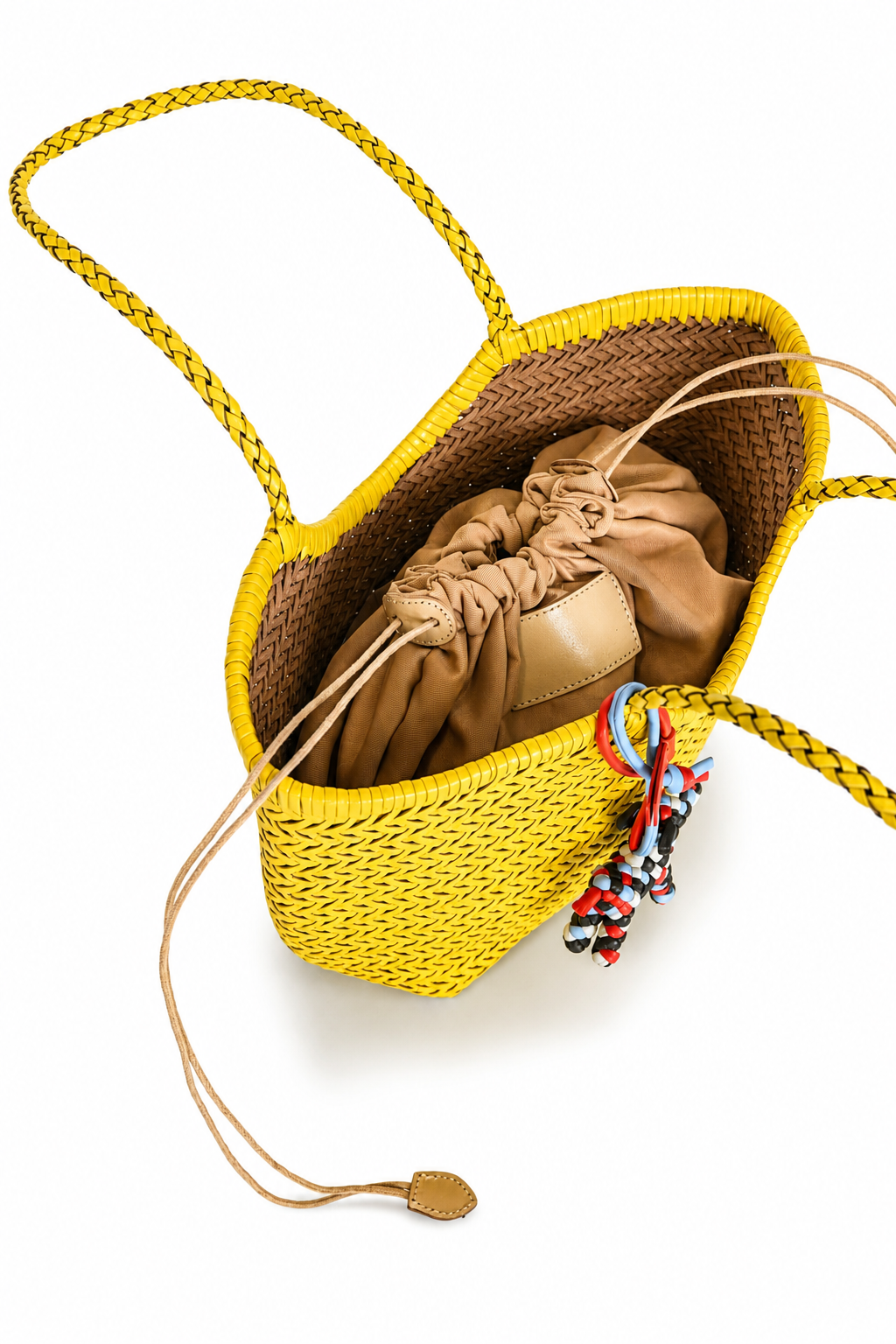Lemon Yellow Handwoven Genuine Leather Tote Bag