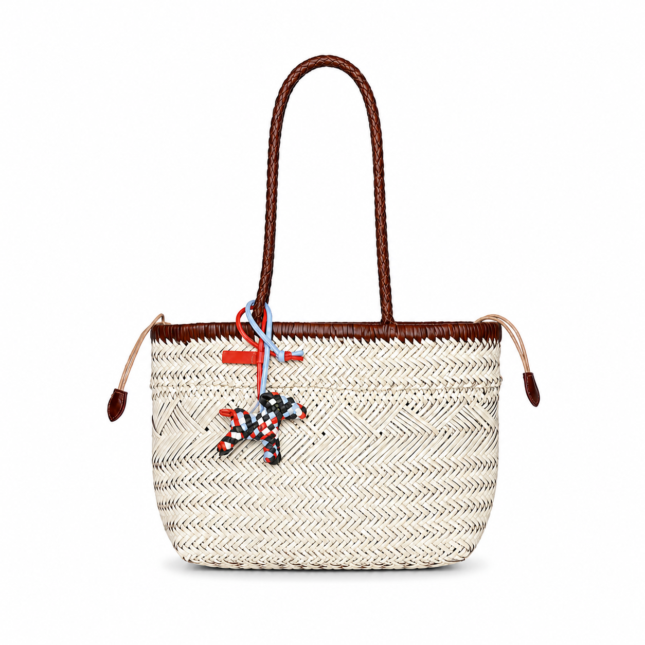 Pearl White Handwoven Leather Tote Bag